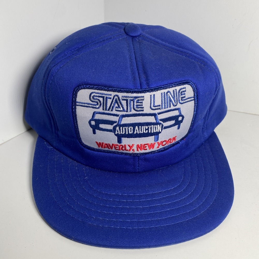 Vintage State Line Auto Auction Waverly NY Snapback‎ Hat Cap Embroidered Patch